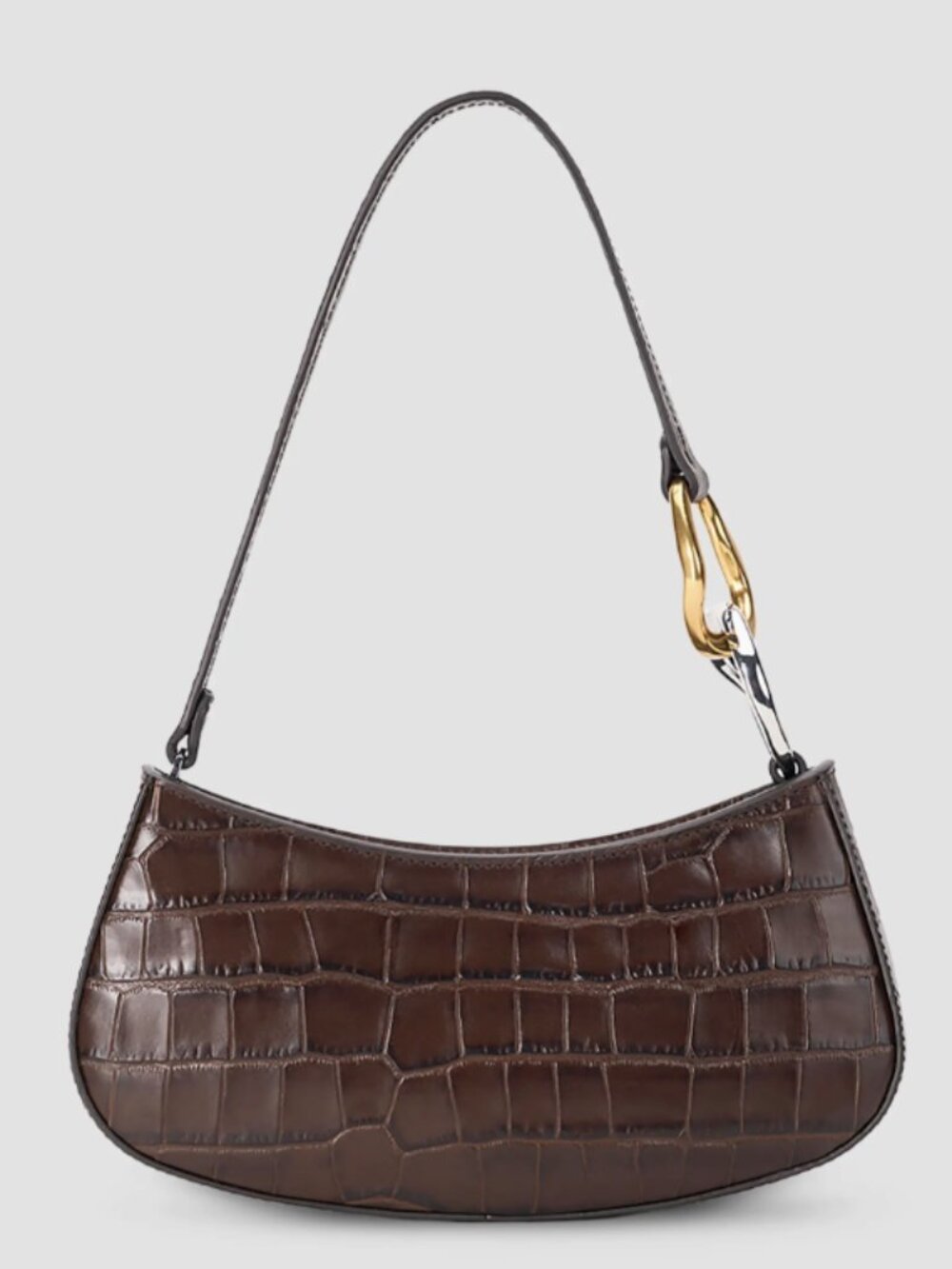 Staud Ollie Croc-Embossed Leather Shoulder Bag